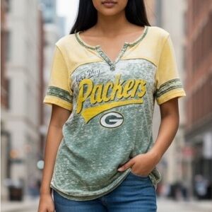 NFL Team Apparel Green Bay Packers Green Gold Burn Out top Medium 2 for $30